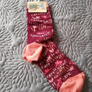 fun gag cats kitty kitten crew socks NWT